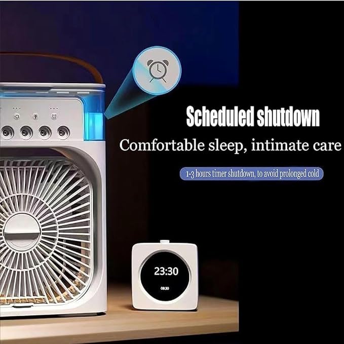 3 In 1 Portable Fan Air Conditioner, Electric Fan Air Cooler, 7 Colors LED Light , USB Powerd Mini AC