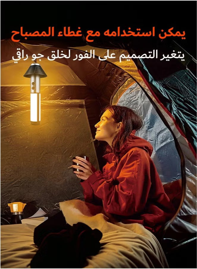 ضوء تخييم متعدد الوظائف قابل للتمديد – ليزر أبيض + 54 مصباح LED مزدوج المصدر، قابل للشحن عبر Type-C، عمود قابل للتعديل من 4 أقسام (25.2-51.8سم)، وضعيات مصباح يدوي وفانوس تخييم، جسم ABS+PC مقاوم للصدمات للاستخدام الخارجي
